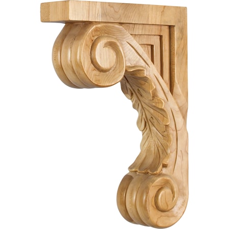 2-5/8 Wx9Dx13-1/8H Rubberwood Scrolled Acanthus Corbel